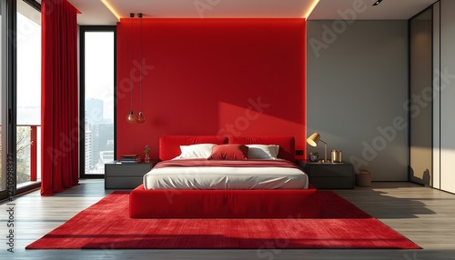 Modern Red Bedroom Interior Design