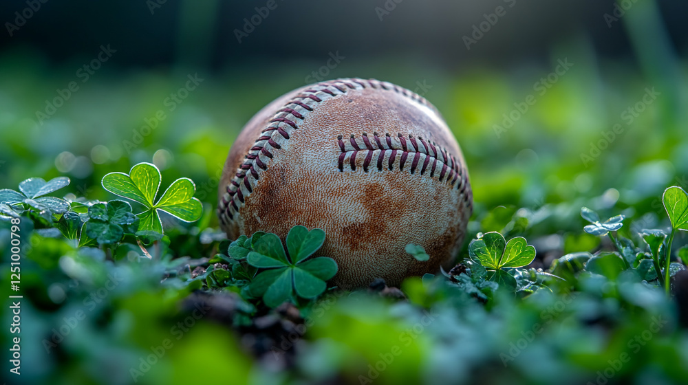 Shamrocks and baseballs blend on St. Patrick's Day as nature creates a festive atmosphere in the green landscape Shamrocks and baseballs blend on St. Patrick's Day as nature creates a festive atmosphere in the green landscape