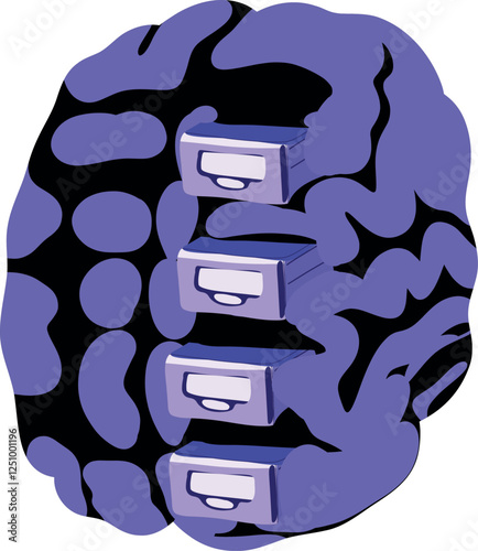 Brain with drawers like memory