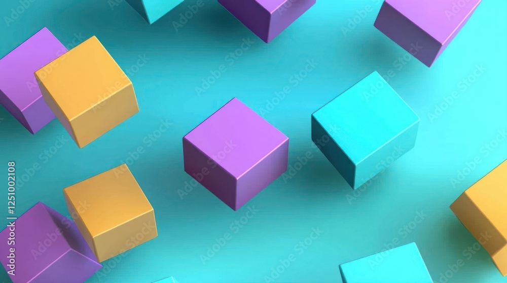Colorful cubes levitate on a teal background. Colorful cubes levitate on a teal background.