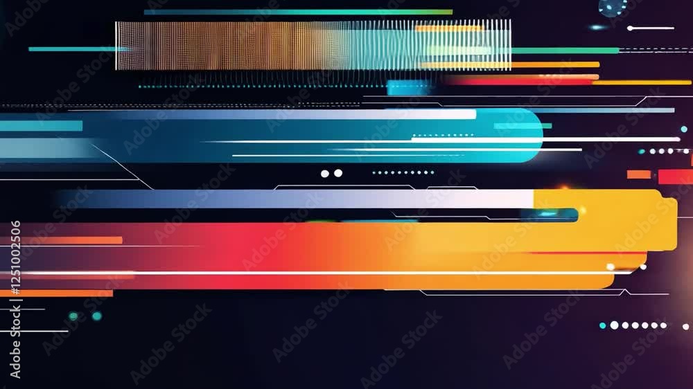 Abstract Tech Flow: Vibrant, multi-colored lines, glowing and interweaving on a dark background, evoke a sense of rapid movement and technological advancement. Abstract Tech Flow: Vibrant, multi-colored lines, glowing and interweaving on a dark background, evoke a sense of rapid movement and technological advancement.