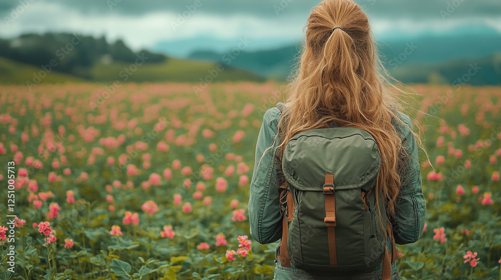 Celebrating St. Patrick's Day in green sportswear against a backdrop of blooming fields Celebrating St. Patrick's Day in green sportswear against a backdrop of blooming fields