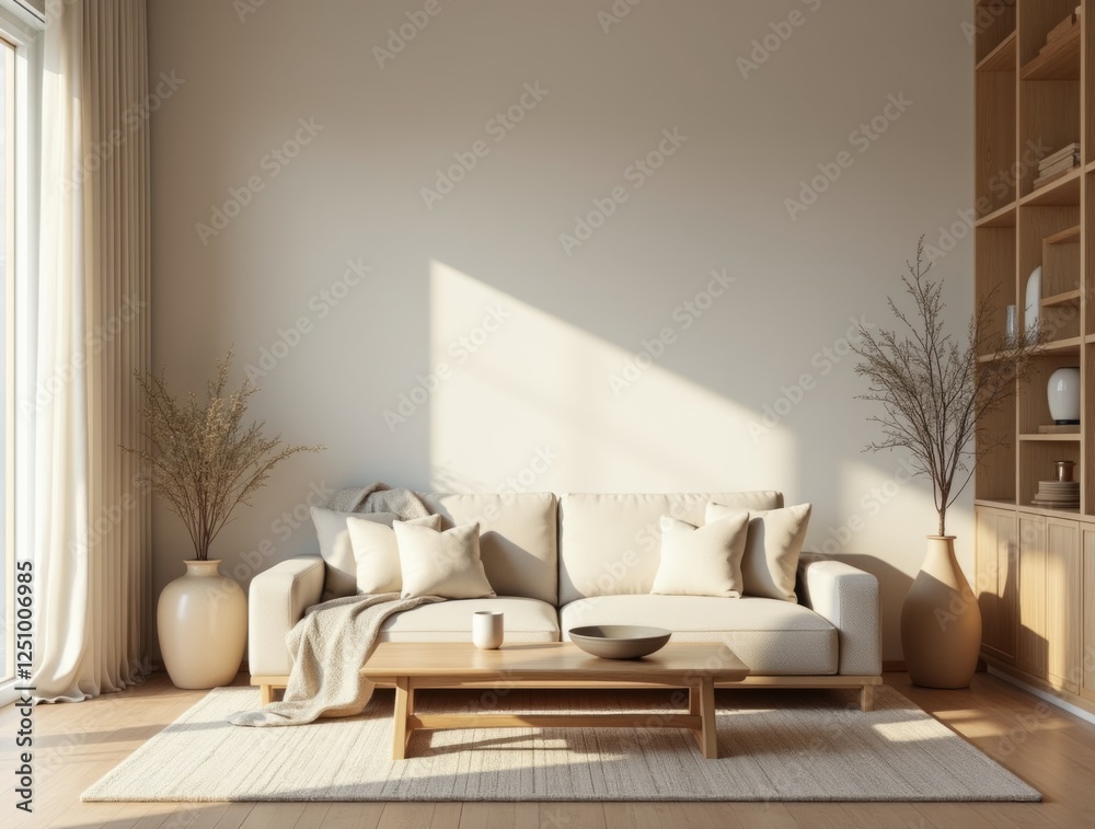 Fototapeta premium Elegant Japandi Living Room