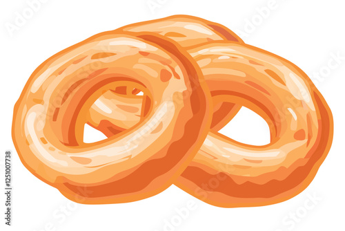 crispy onion rings isolated illustration