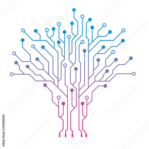 Abstract Creative Modern Circuit Board Technology Tree Vector Design on White Background.