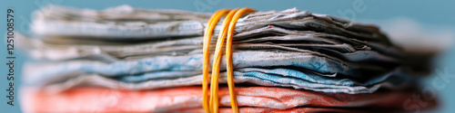Stack of Papers Secured with Rubber Band