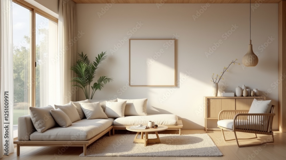 Fototapeta premium Elegant Japandi Living Room