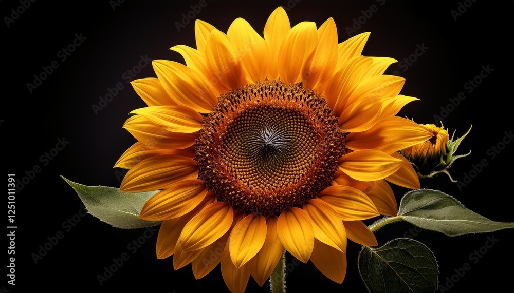 Fototapeta premium sunflower on black background
