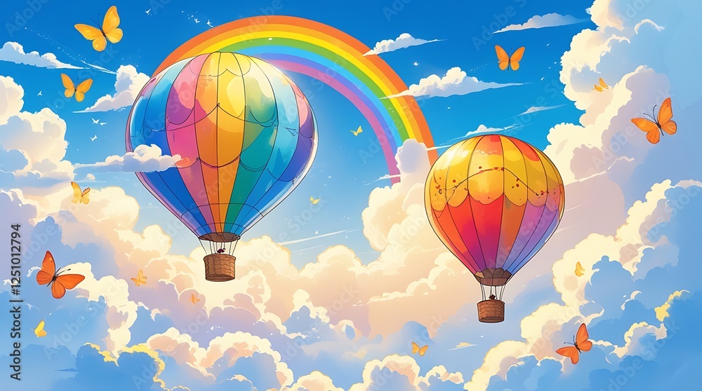 Fototapeta premium vibrant and enchanting summer background illustration. Colorful summer 3d elements