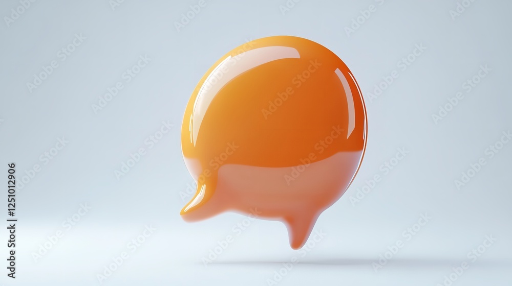 3D orange speech bubble icon on a white background, speech bubble, chat, communication 3D orange speech bubble icon on a white background, speech bubble, chat, communication