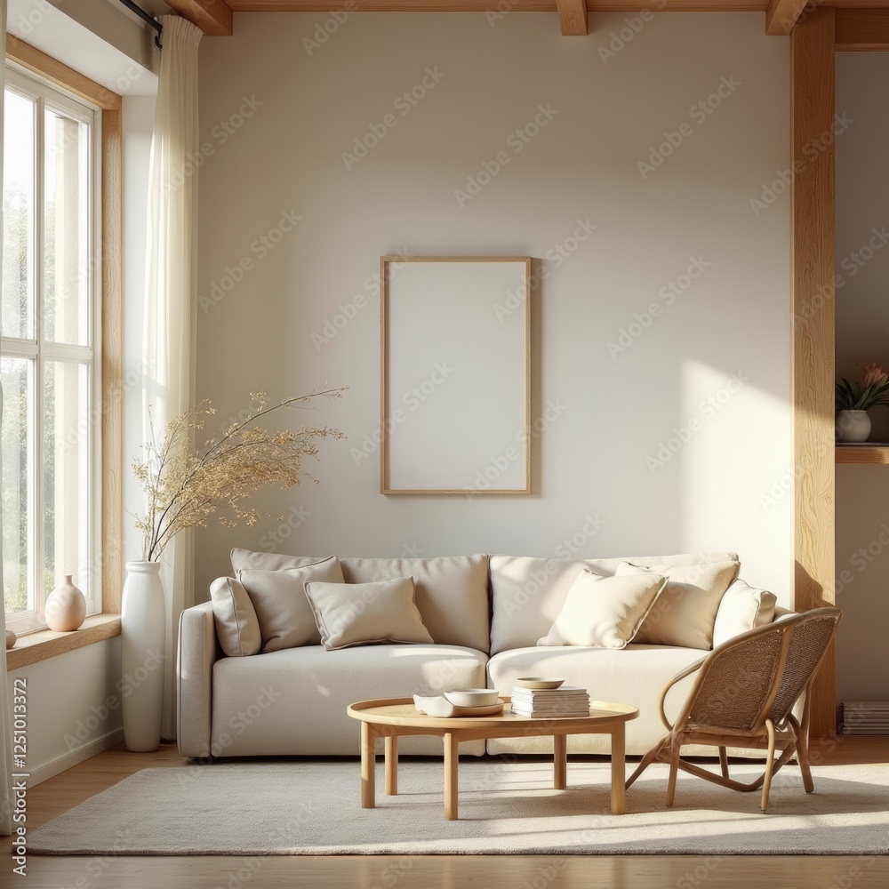 Fototapeta premium Elegant Japandi Living Room