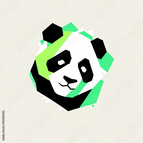 Geometric Panda: A vibrant, abstract portrait of a playful panda bear photo