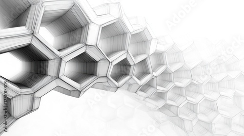 Abstract Honeycomb Structure with Line Art Design for Modern Backgrounds and Creative Projects