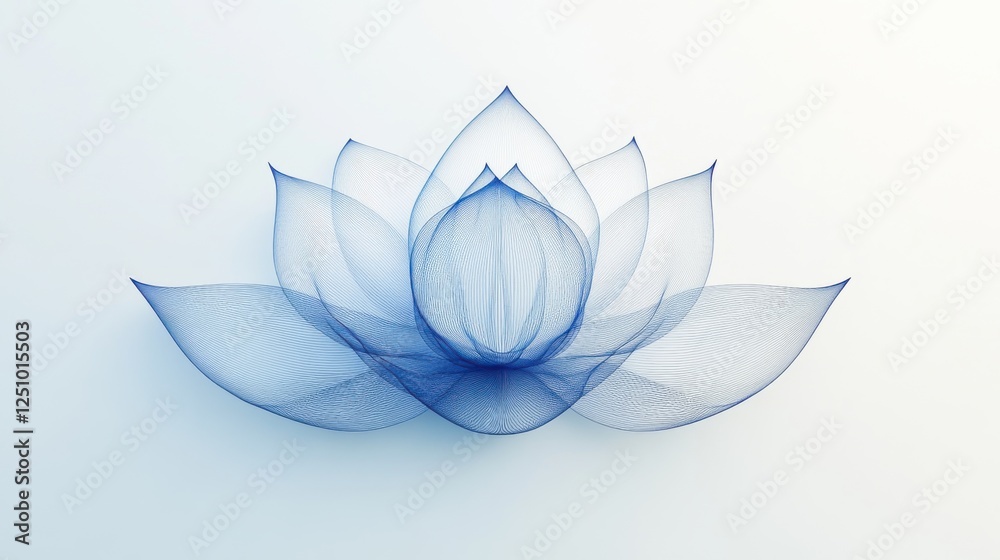 Fototapeta premium Delicate Blue Lotus Flower Design with Ethereal Mesh Layers and Soft Light Background