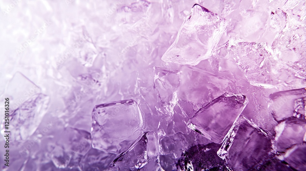 Fototapeta premium Purple ice cubes texture, cool abstract background, crystal freshness