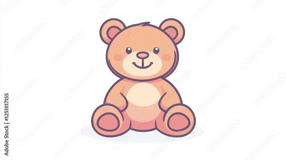 117.A flat vector icon of a teddy bear with editable stroke outlines, isolated on a white background. The teddy bear is drawn with smooth lines and has a gentle, friendly expression, making it ideal 117.A flat vector icon of a teddy bear with editable stroke outlines, isolated on a white background. The teddy bear is drawn with smooth lines and has a gentle, friendly expression, making it ideal