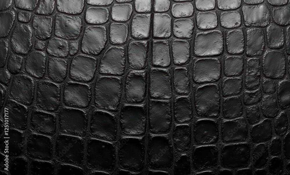 Close-up of textured black crocodile leather Close-up of textured black crocodile leather