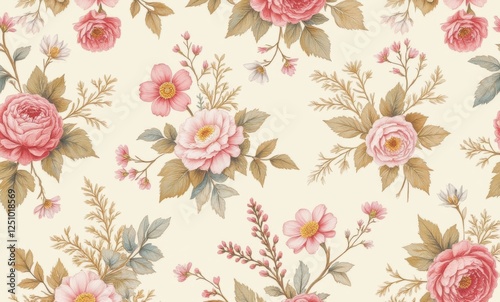 Wallpaper Mural Delicate floral pattern with soft colors Torontodigital.ca