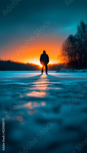 Sonnenuntergang am See: Einsamer Moment der Ruhe

 photo