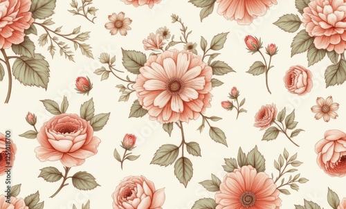 Delicate floral pattern with pink hues photo