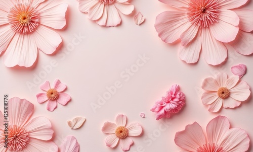 Wallpaper Mural Delicate pink flower arrangement on pastel backdrop Torontodigital.ca