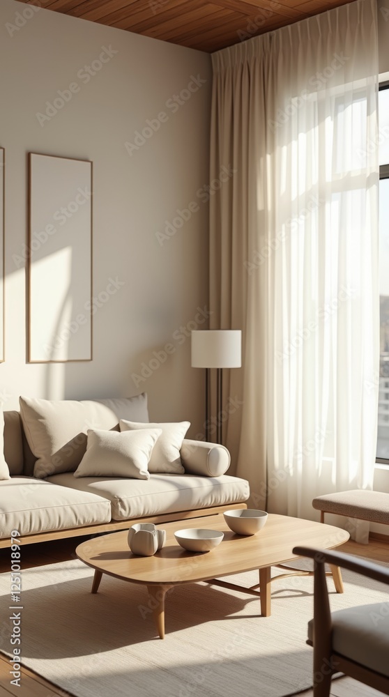 Fototapeta premium Elegant Japandi Living Room