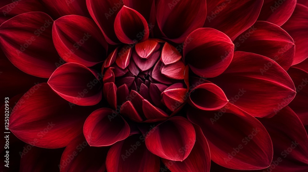 24.A striking photograph of a dark red dahlia in full bloom, with the petals layered in a spiral pattern. The deep red tones of the flower are rich and saturated, offering a dramatic and elegant 24.A striking photograph of a dark red dahlia in full bloom, with the petals layered in a spiral pattern. The deep red tones of the flower are rich and saturated, offering a dramatic and elegant