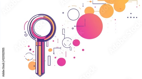 Colorful abstract key illustration with geometric shapes and vibrant hues for creative concepts photo