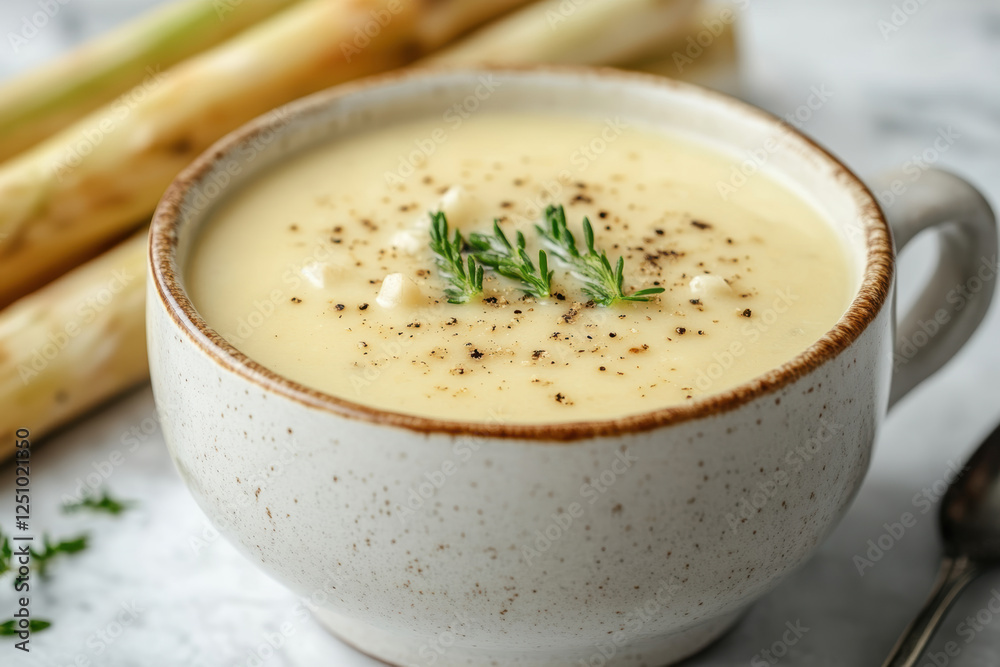 creamy asparagus soup. AI generative. creamy asparagus soup. AI generative.