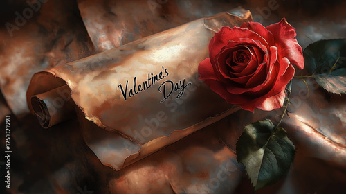 Elegant aged parchment scroll with 