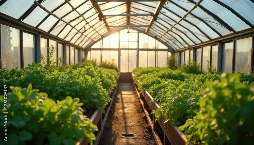 Vibrant Indoor Garden With Natural Light Flooding The Structure Vibrant Indoor Garden With Natural Light Flooding The Structure