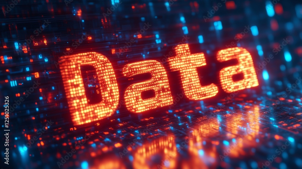Futuristic Digital Data Concept with Glowing Binary Code Futuristic Digital Data Concept with Glowing Binary Code