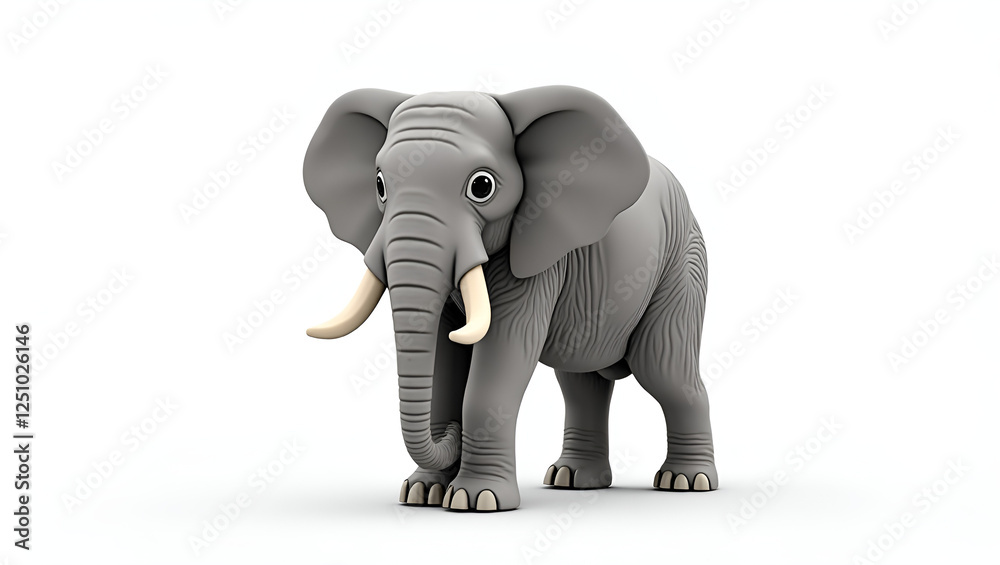 Obraz premium A large, adult gray elephant is centrally positioned against a pure white background.