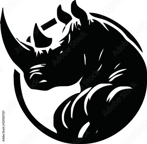 Rhino Logo Design Sports Esport Mascot Character Design Cartoon Vector Art