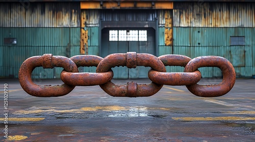 Security chain wrapped around entrance to cargo terminal preventing unauthorized access