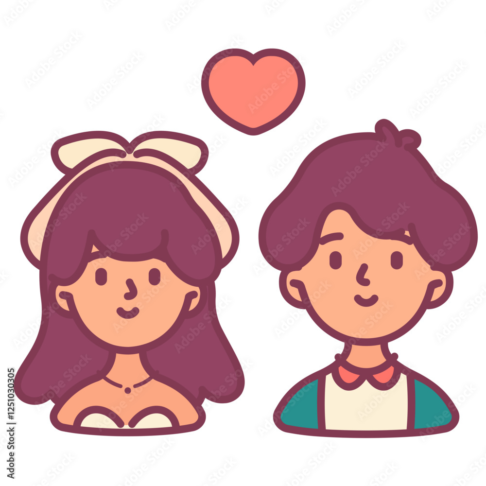 Wedding couple character cartoon doodle illustration Wedding couple character cartoon doodle illustration