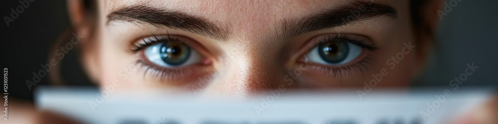 Obraz premium Close-up of Eyes and Eyebrows with Partially Obscured Object