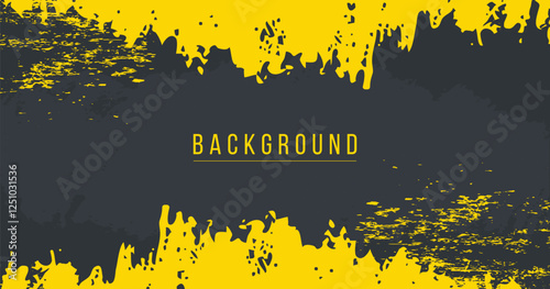 Minimal Abstract Yellow Frame Grunge Sport Design In Dark Background. Abstract brush grunge background.