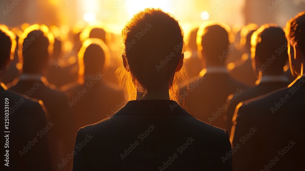 Fototapeta premium silhouettes of people in a massive gathering,
