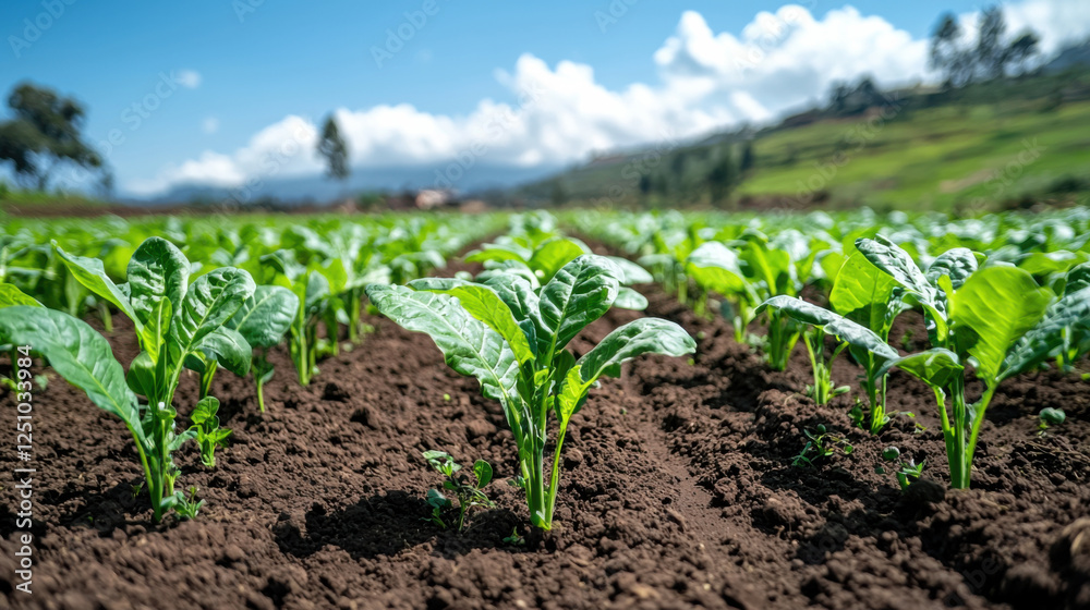 Sustainable farming practices with diverse crops in sunny field Sustainable farming practices with diverse crops in sunny field