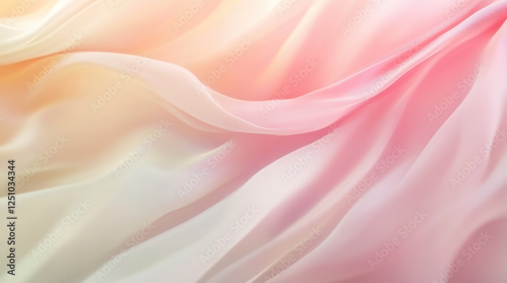 Soft Peach and Cream Silk Fabric Drape with Gentle Waves Soft Peach and Cream Silk Fabric Drape with Gentle Waves