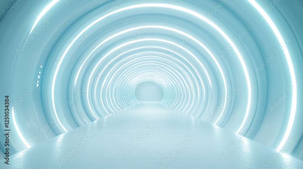 Naklejka premium Futuristic Light Tunnel: Abstract Neon Corridor