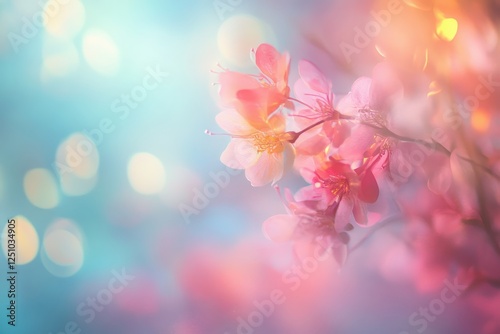 Soft Pink Blossoms in Soft Focus with Bokeh Background