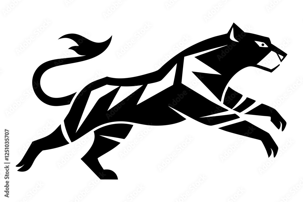 Fototapeta premium Tribal tiger jump - vector tattoo