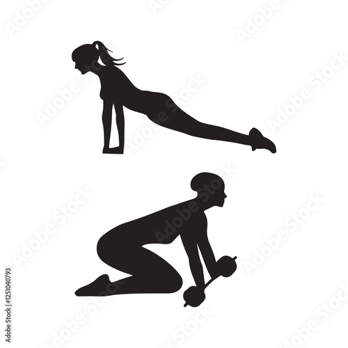 Set of A picture of exercise in vector white background