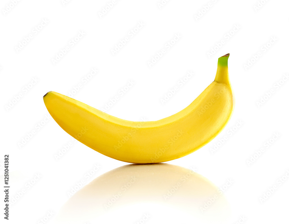 Banana single object isolated on white, yellow fruit, organic food. Banana single object isolated on white, yellow fruit, organic food.