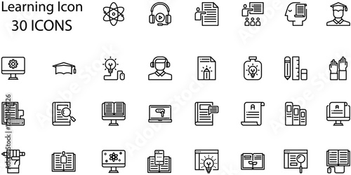 Set of Learning icons. Line art style icons bundle. vector illustration