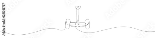Balance bike icon line continuous drawing vector. One line balancing board scooter icon vector background. Gyroscooter icon. Continuous outline of a gyro scooter icon.