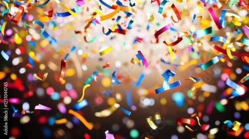 Colorful Confetti Falling in Celebratory Atmosphere at Party Event
