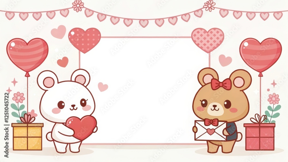 Cute cartoon baby bear with Easter bunny and eggs vector illustration for a fun birthday or Valentine greeting card design Cute cartoon baby bear with Easter bunny and eggs vector illustration for a fun birthday or Valentine greeting card design